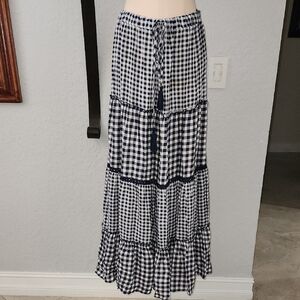 Solitaire Black and White Checkered Maxi Skirt